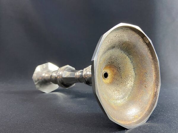 Bougeoir flambeau en bronze argenté de style Régence