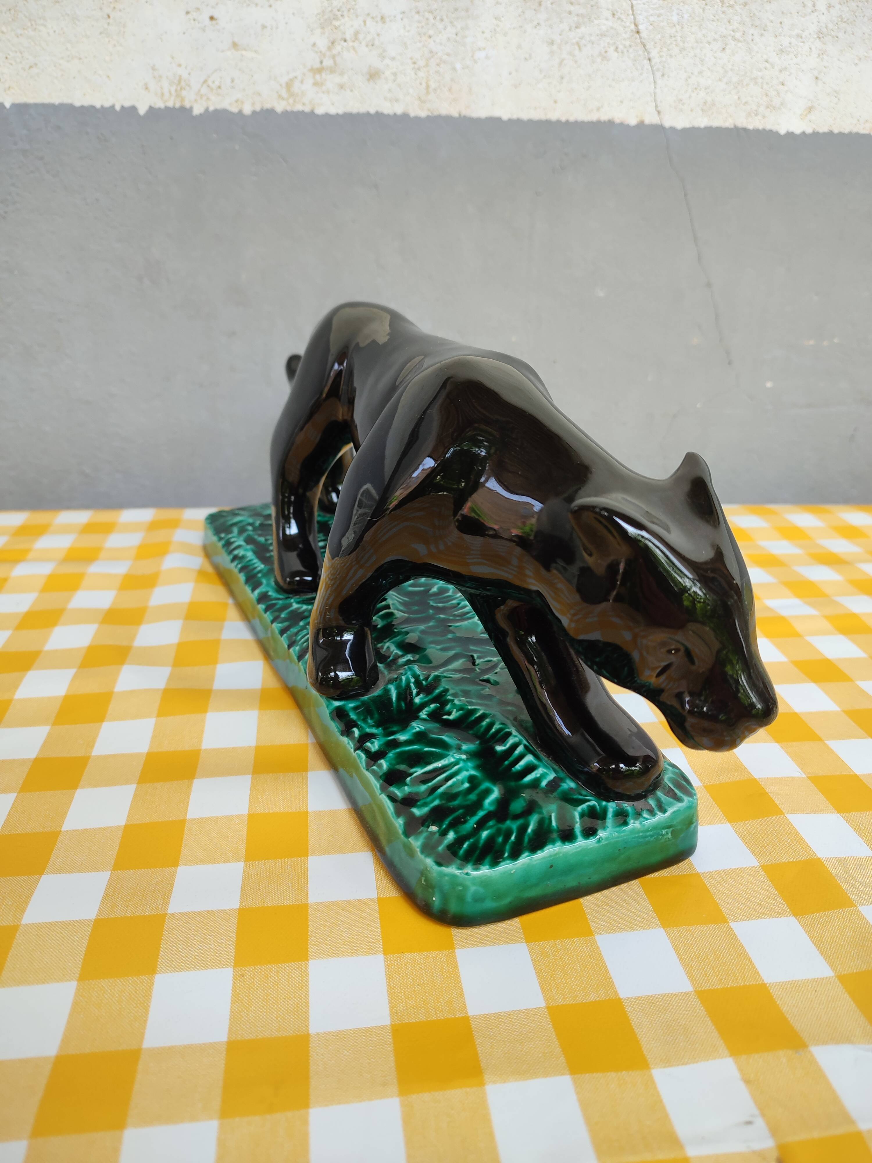 Black panther in ceramic Vallauris