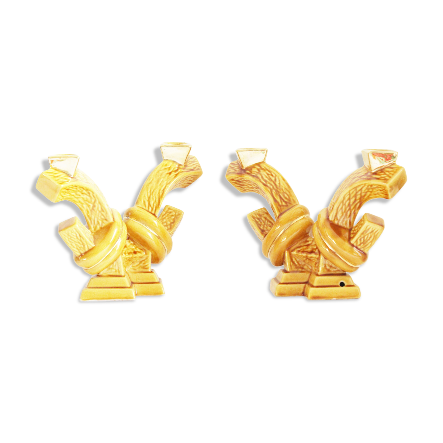 Pair of ceramic candlestick lamps