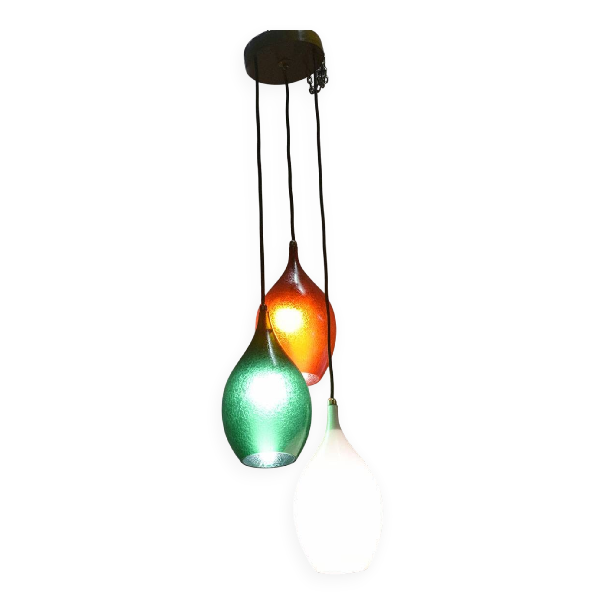 Flavio Poli for Seguso Vetri d’Arte, three-light glass chandelier, 1950s