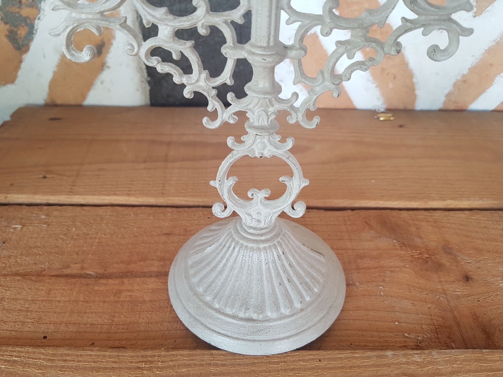 Pair candlesticks candlesticks 3 fires patina linen