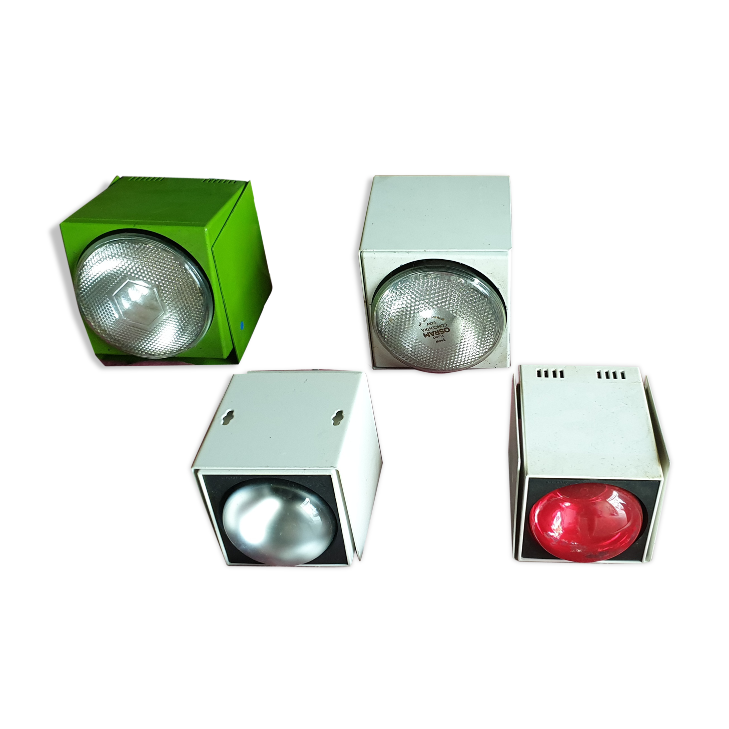 Lot 5 cube spots Lita - vintage design 1970s, 2 dimensions and 3 colors