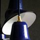 Set of 3 industrial suspensions in blue and white enamelled sheet - delivered with cable