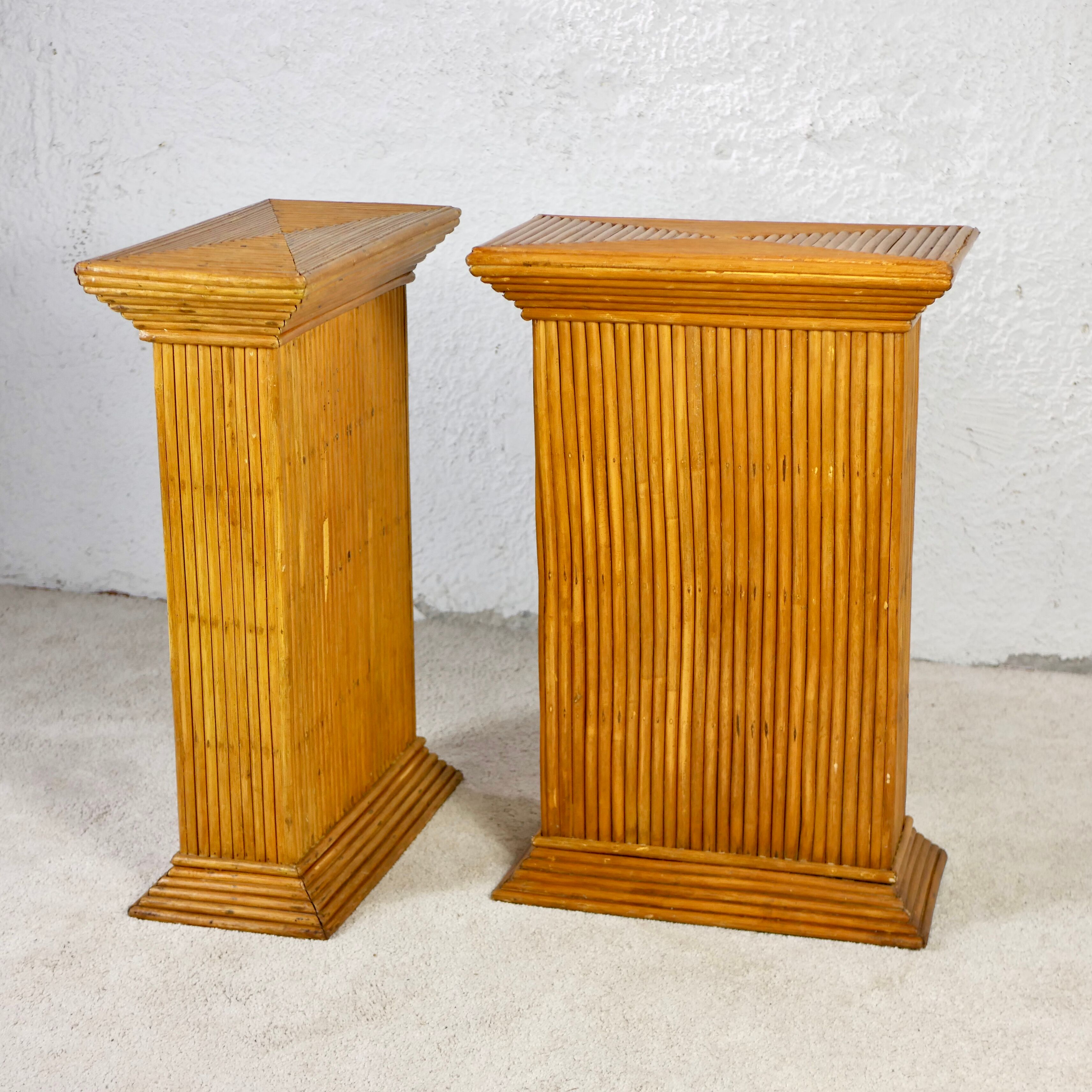 Pair of rattan pedestals 60s