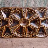 Art Deco French majolica rectangular oyster tray from Sarreguemines