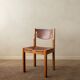 Brutalist Elm and Leather Dining Chairs by Maison Regain, 1970s, Set of 4