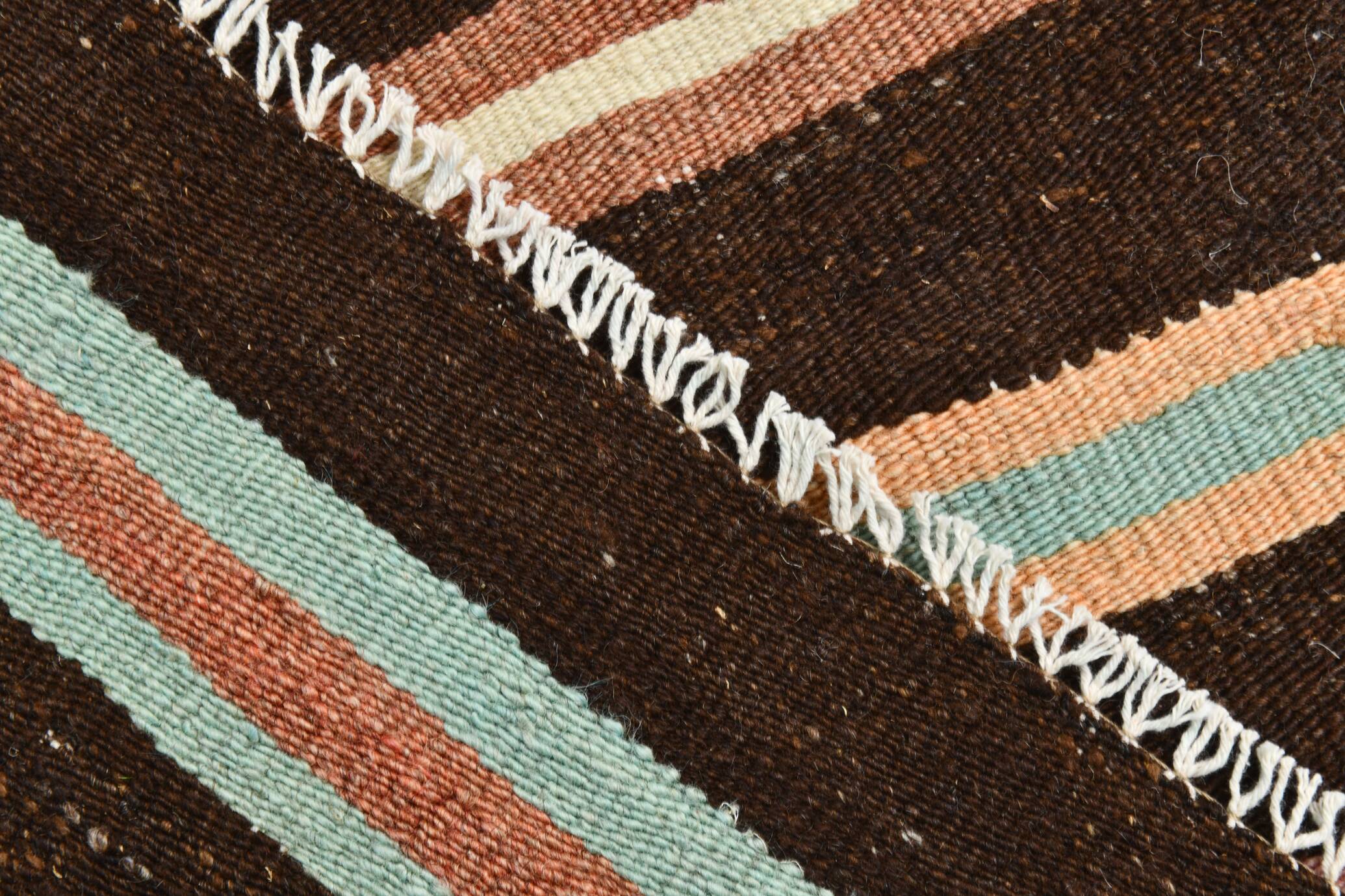 Tapis Kilim à rayures marron et beige