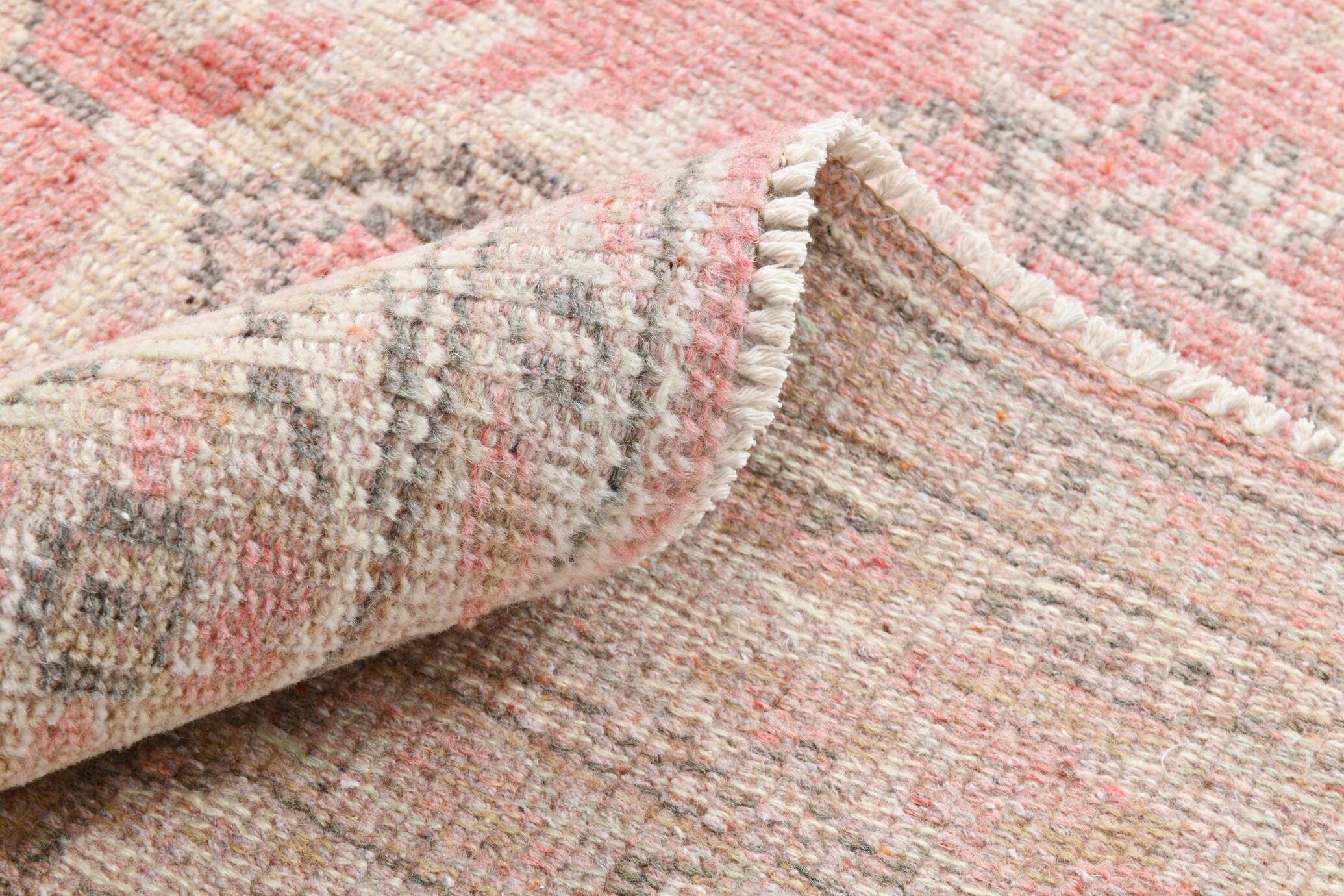 Soft Red & Beige Entryway Handmade Vintage Rug, 170x261 Cm