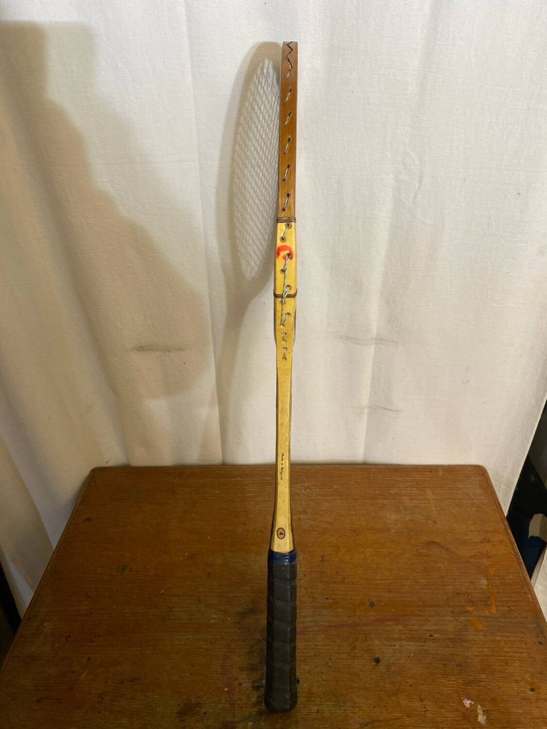 Vintage Montana Gold Seal Wooden Tennis Racket + Rooster Sporting Case