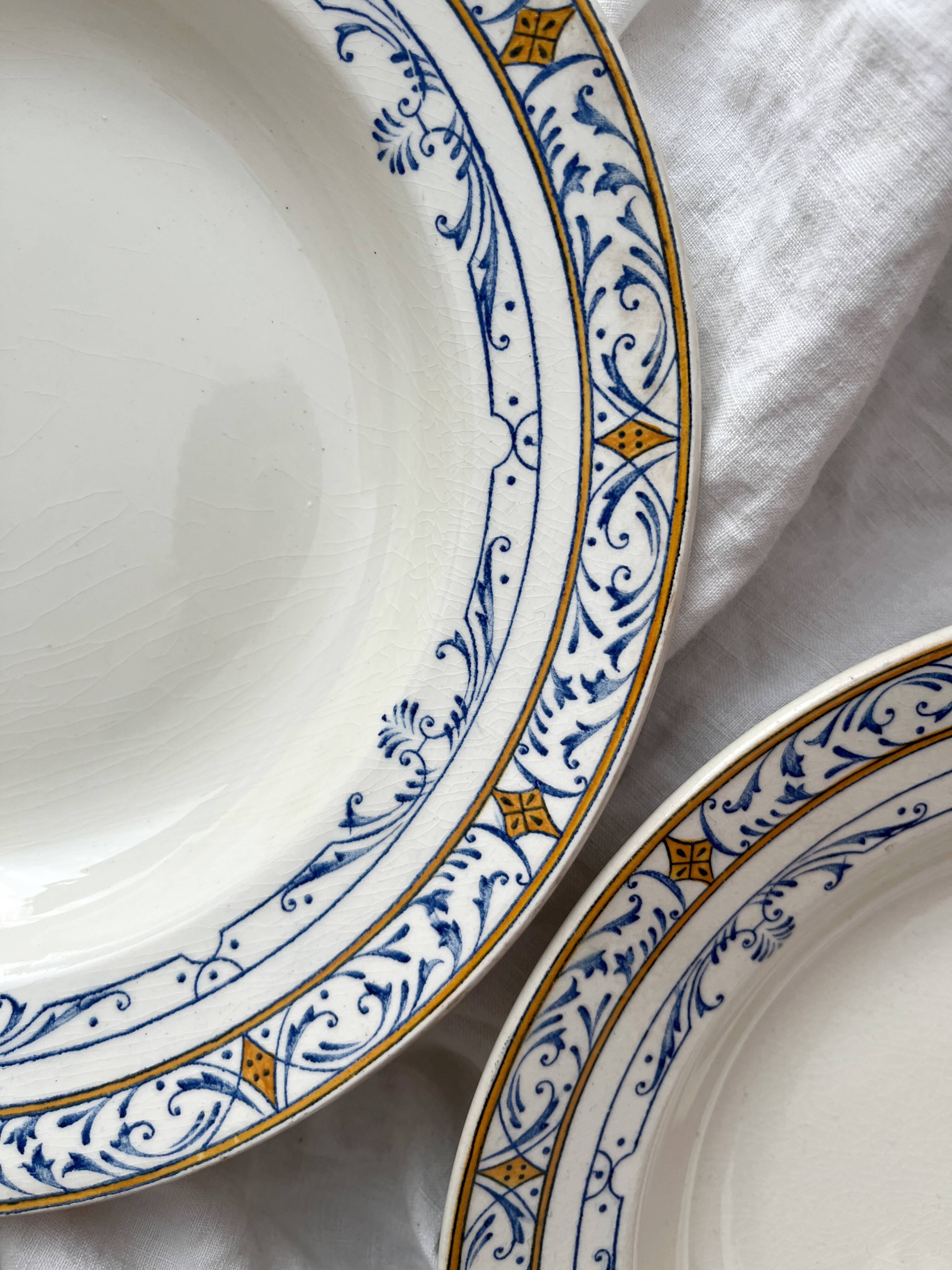 4 deep ironware plates “Colbert” Creil and Montereau