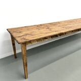 Large XXL farmhouse table in solid pine with 1950s tapered legs.