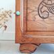 Art Deco bedside table in solid wood - blue top