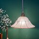 Pendant light with red striped frosted glass shade