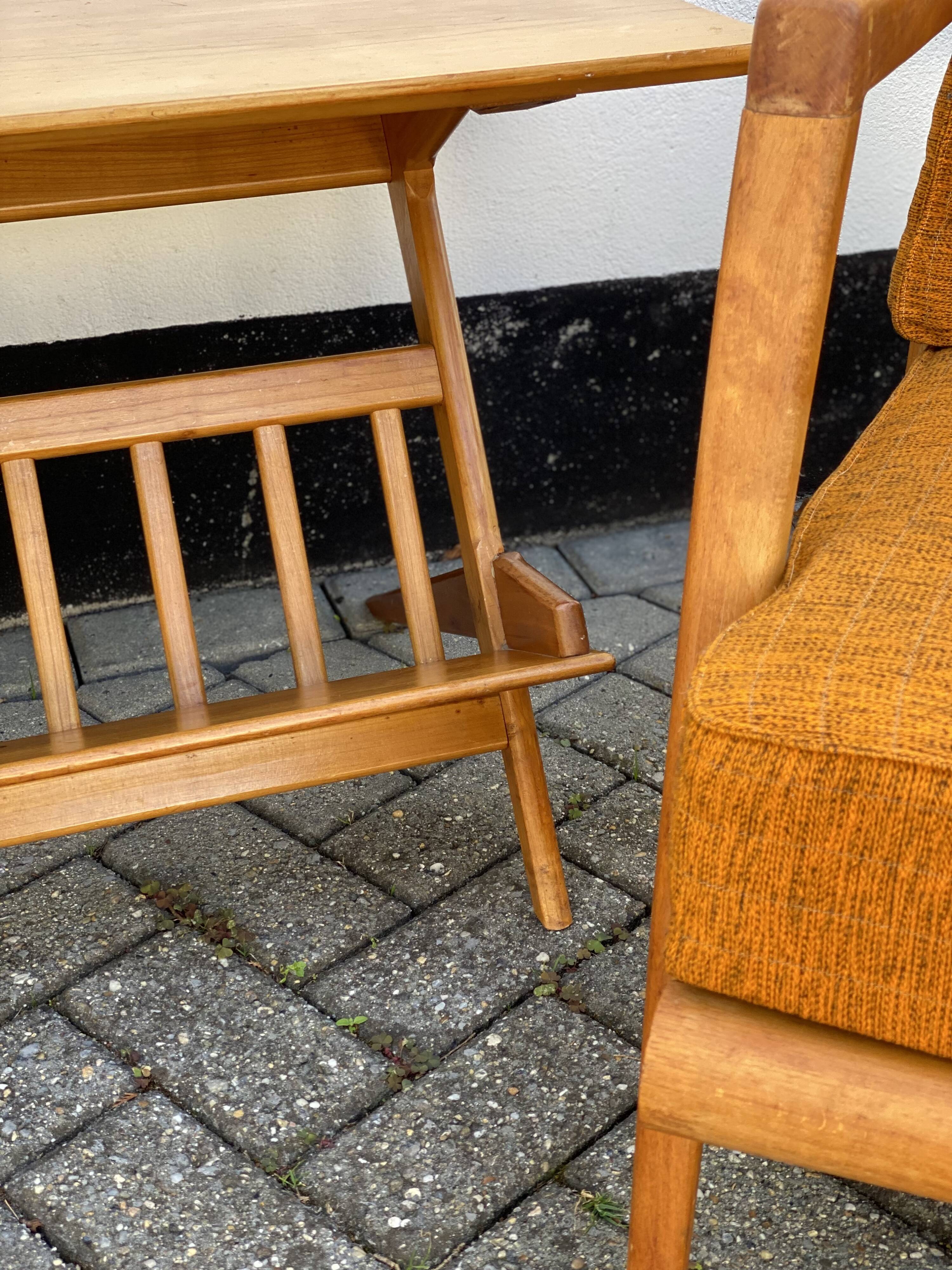 Trio of Knoll Lounge Chairs with Magazine Table.
