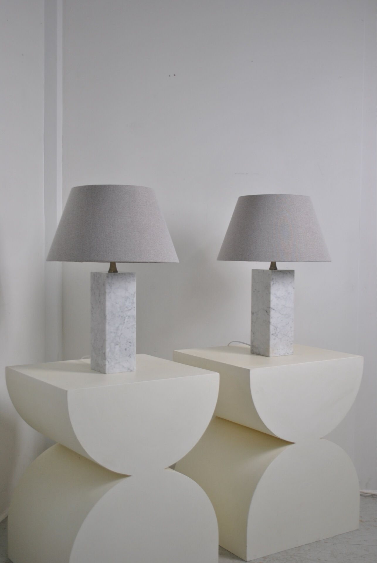 Pair of marble lamps by Maison Barbier 1960