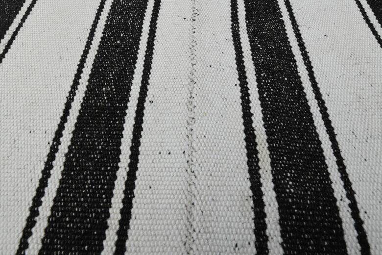 Black and white striped kilim rug 60 x 213 cm
