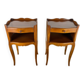 Pair of cherry wood bedside tables with 1 drawer Louis XV style