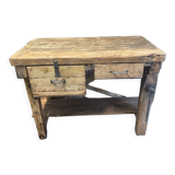 Old wooden workbench of shoemaker carpenter of the 50s