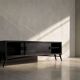 Mid-Century Modern Scandinavian Dark Oak Sideboard with Metal Handles