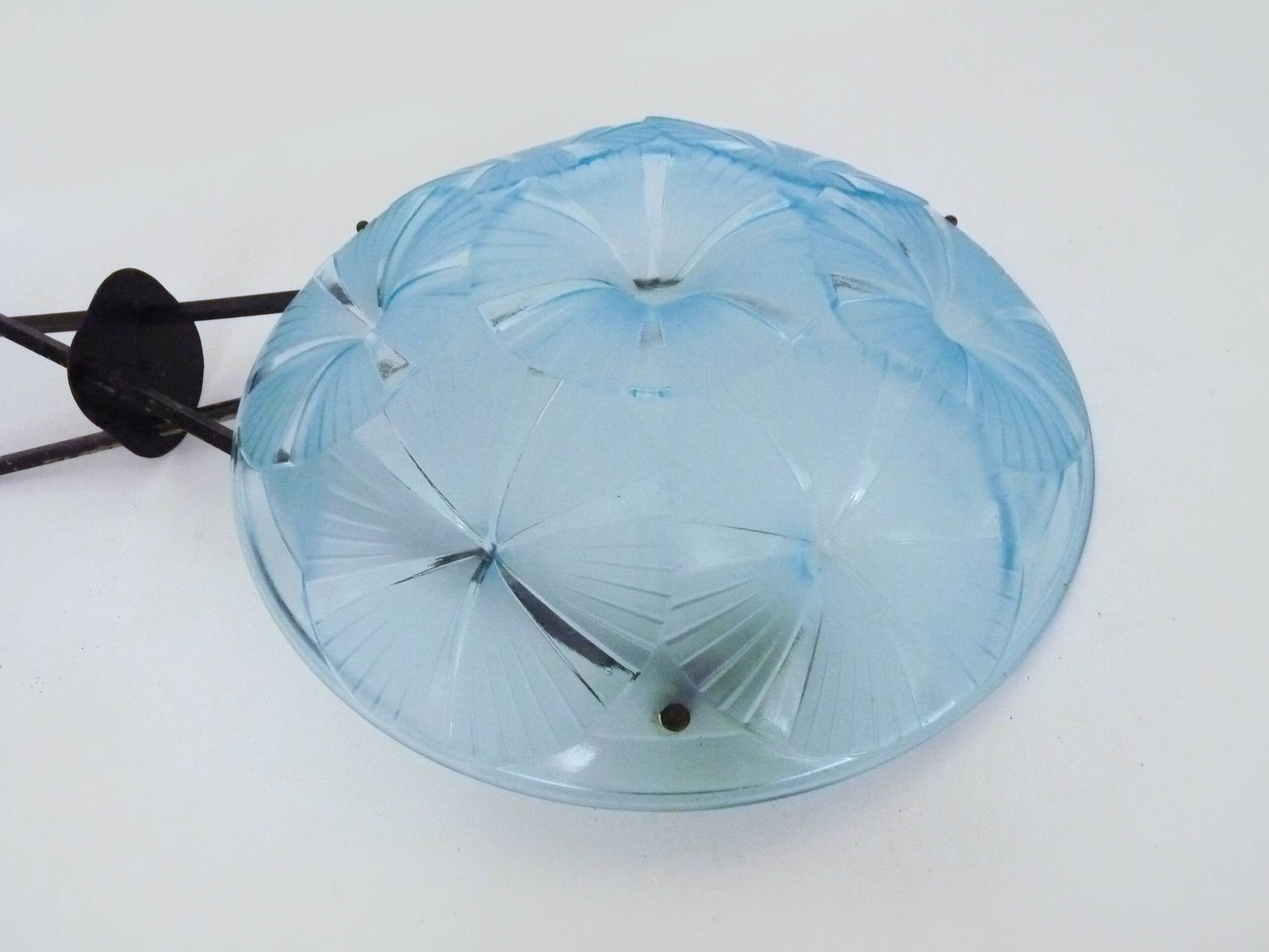 Antique DEGUE chandelier, Art Deco pendant bowl 1 light, in glass paste.