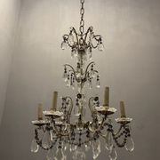 Antique Italian Silver Crystal Chandelier, 1940s