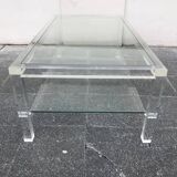 Plexiglass and glass coffee table "Les Invisibles de Marais" 1980