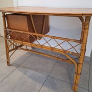 Rattan and bamboo desk with chair - Audoux Minet style from the 1970s.