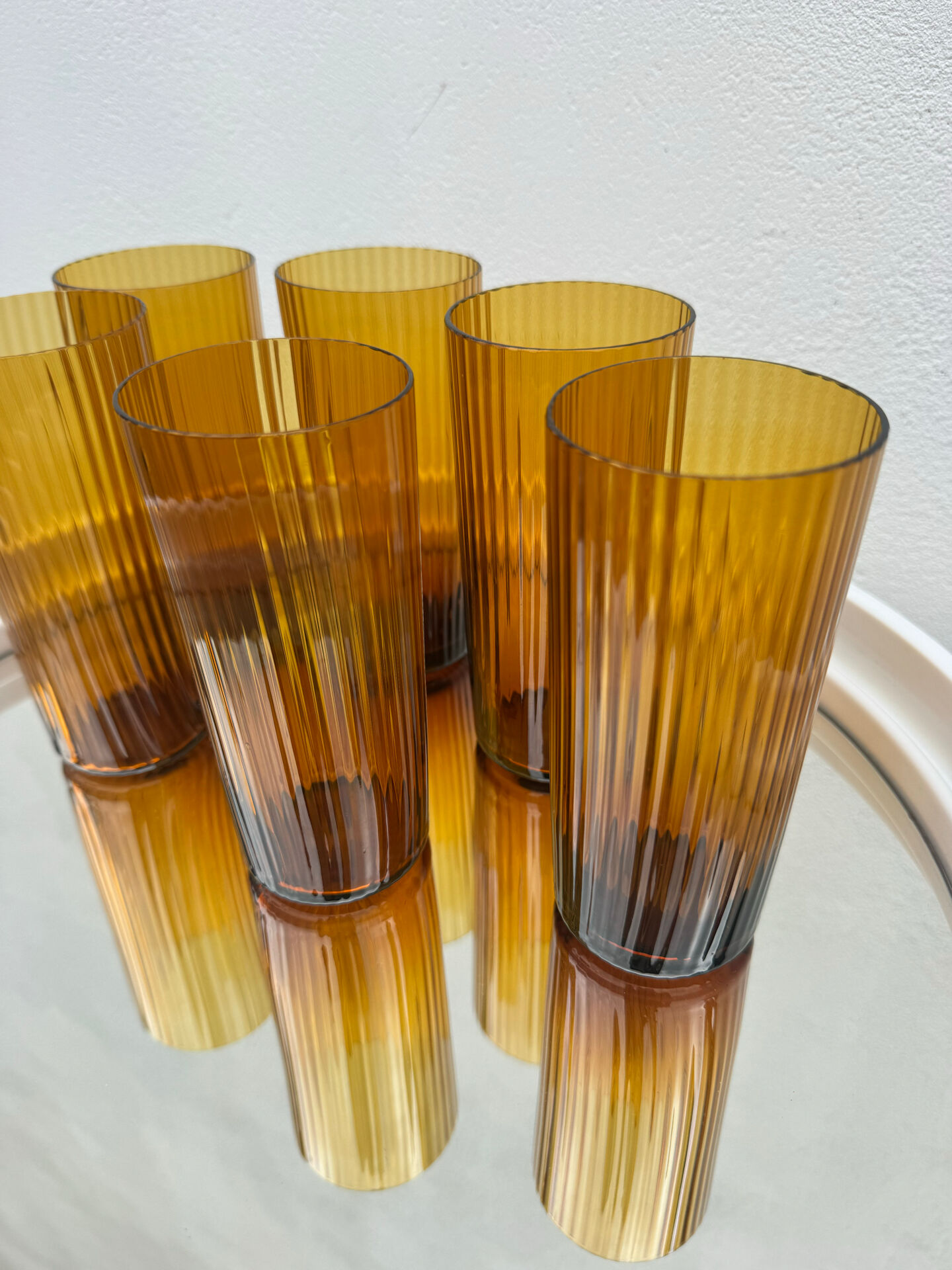 Verres ambrés soufflés années 60