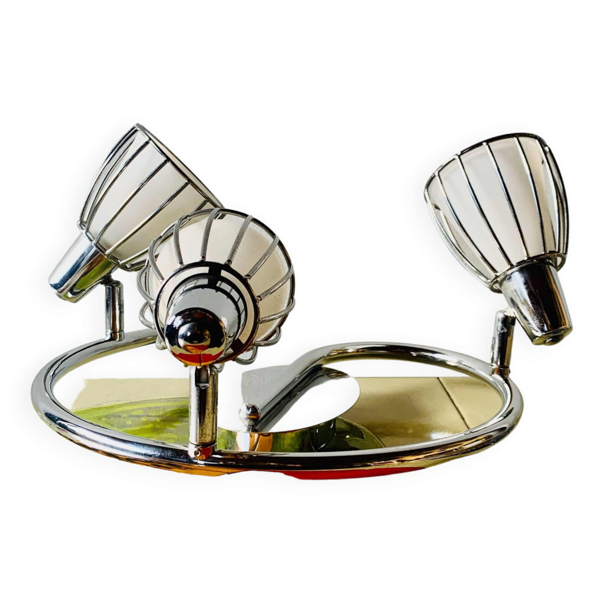 Vintage ceiling light with three adjustable spots in chrome metal