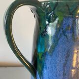 Saint clement-les-places pitcher in blue and green glazed ceramic