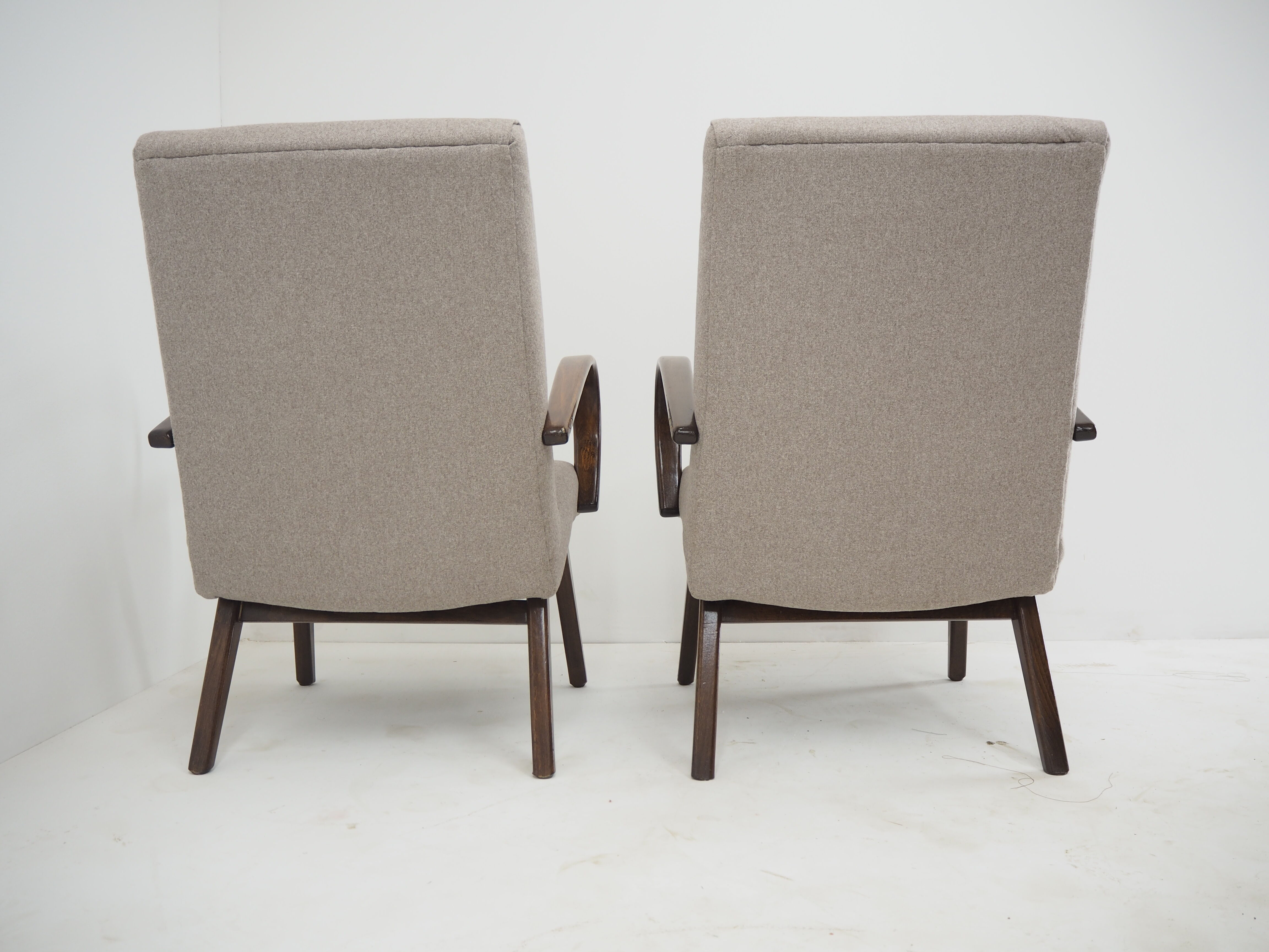 1960s pair of Ton/Thonet beech armchairs, czechoslovakia