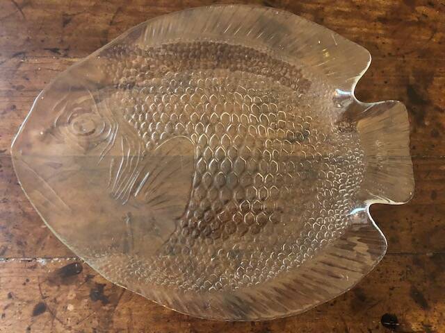 Large vintage glass fish dish