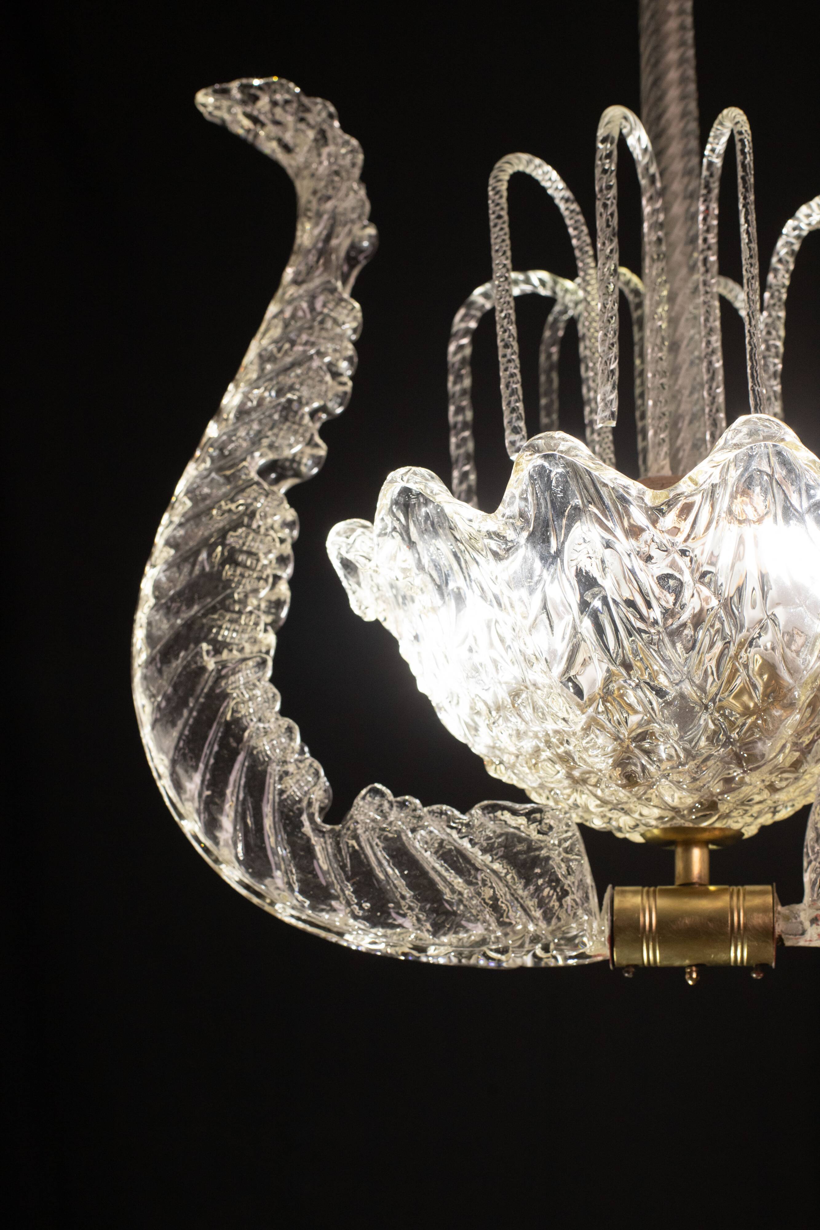 Art Decò Fountain Chandelier By Barovier e Toso, Murano Glass, 1940