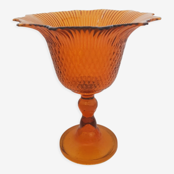 Cup - old amber yellow glass candy box