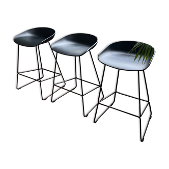 Set of 3 black Hay bar stools