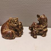 Two bear figurines from Danish Royal Copenhagen mid last century in sung glaze by Knud Kyhn (KK)