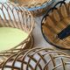 Lot of 4 rattan baskets and plastic vintage