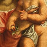 Antique religious painting Virgin with child from 17th century