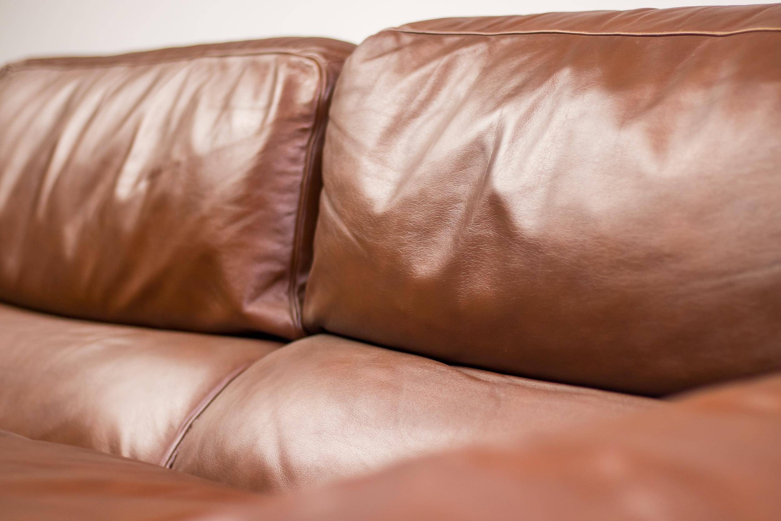 Royal 2-seater canapé premium Poltrona Frau Petronio upholstered in down and chestnut leather.