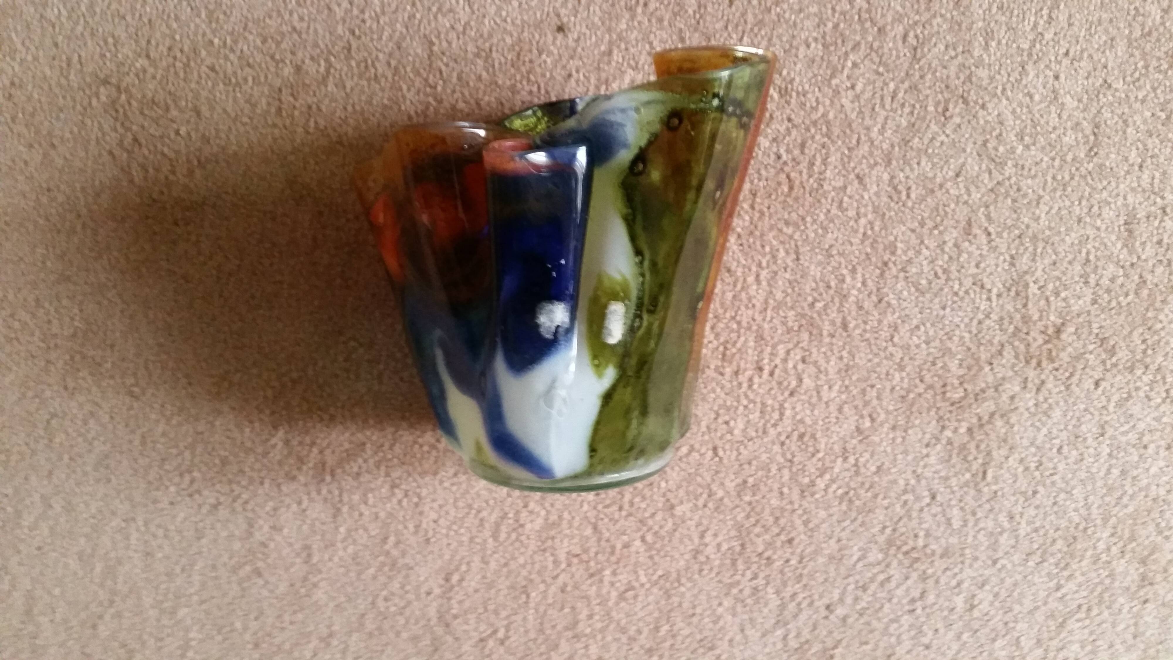 Multicolored blown glass "handkerchief" vase