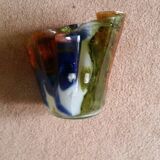 Vase "mouchoir" verre soufflé multicolore