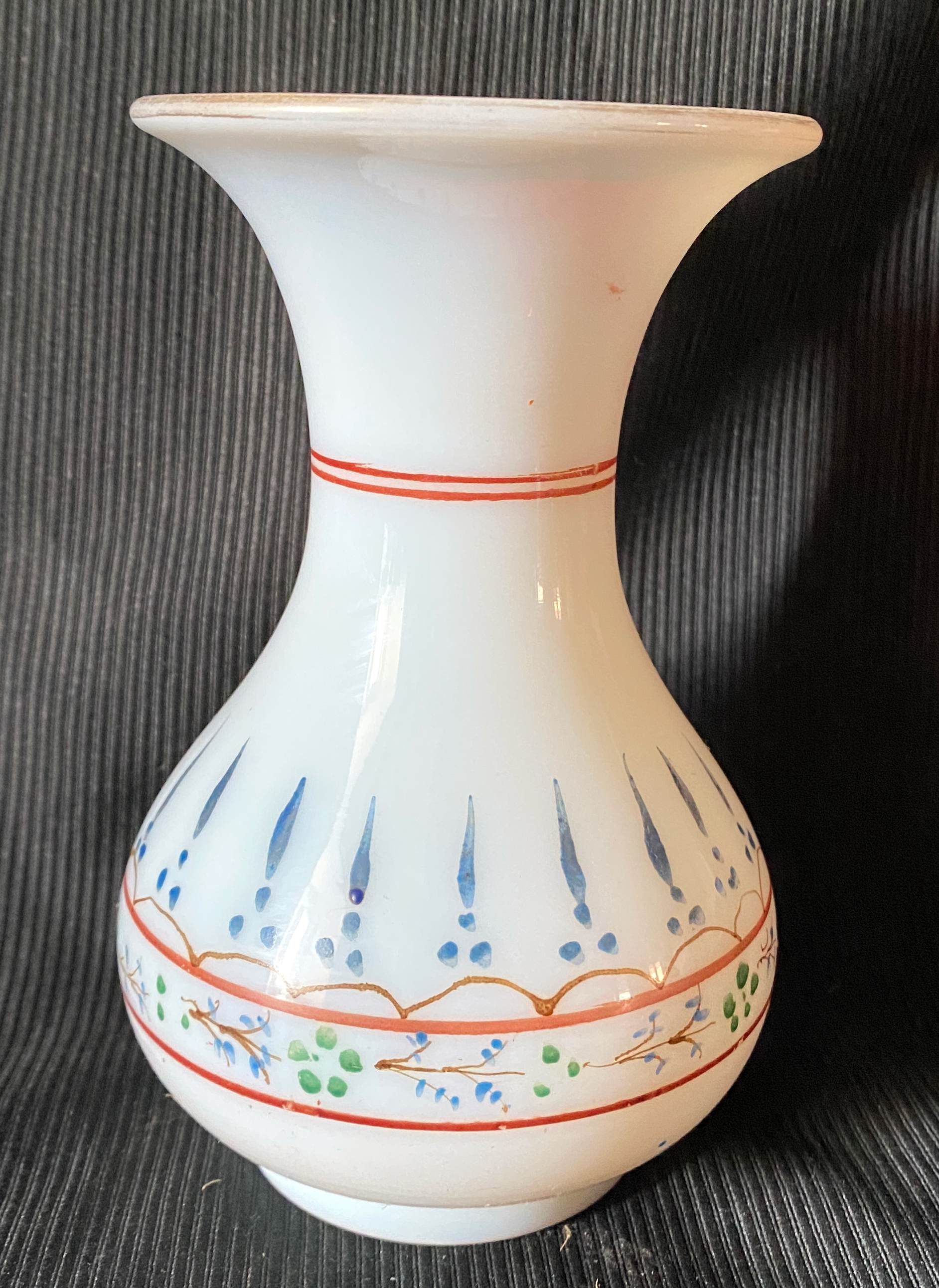 Baluster vase in opaline real enamelled decorations nineteenth century