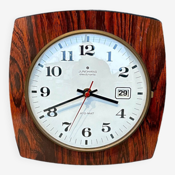German clock - junghans electronic - brown formica - 60s-70s.
