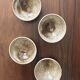 Set of 4 hand-turned glazed ceramic bowls