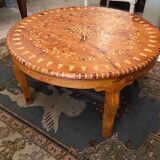 Cherifian cedar coffee table with Hispano-Moorish inlaid decoration Morocco
