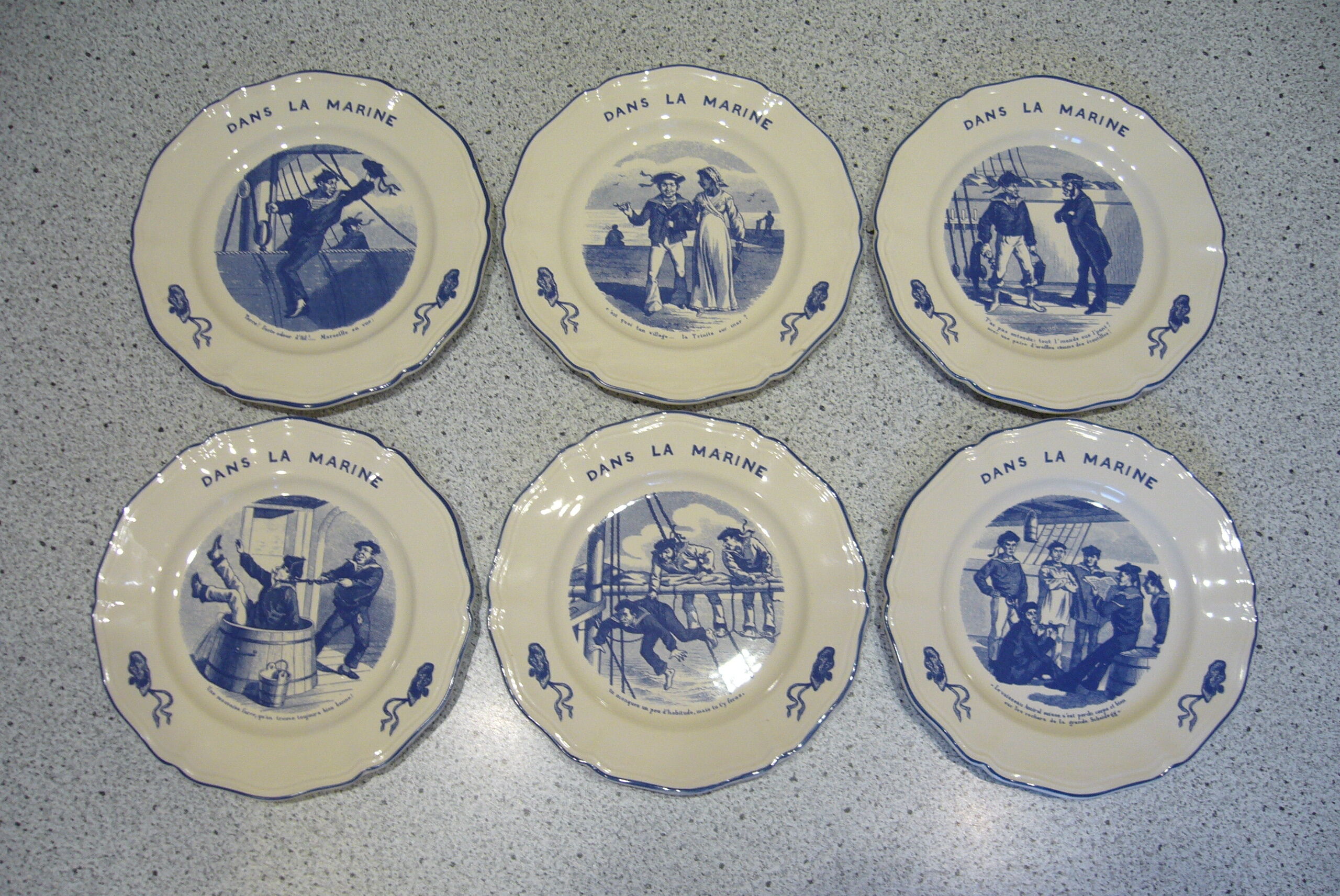 6 dessert plates Lunéville marine theme