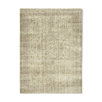 Hand-knotted vintage turkish beige rug 213 cm x 293 cm