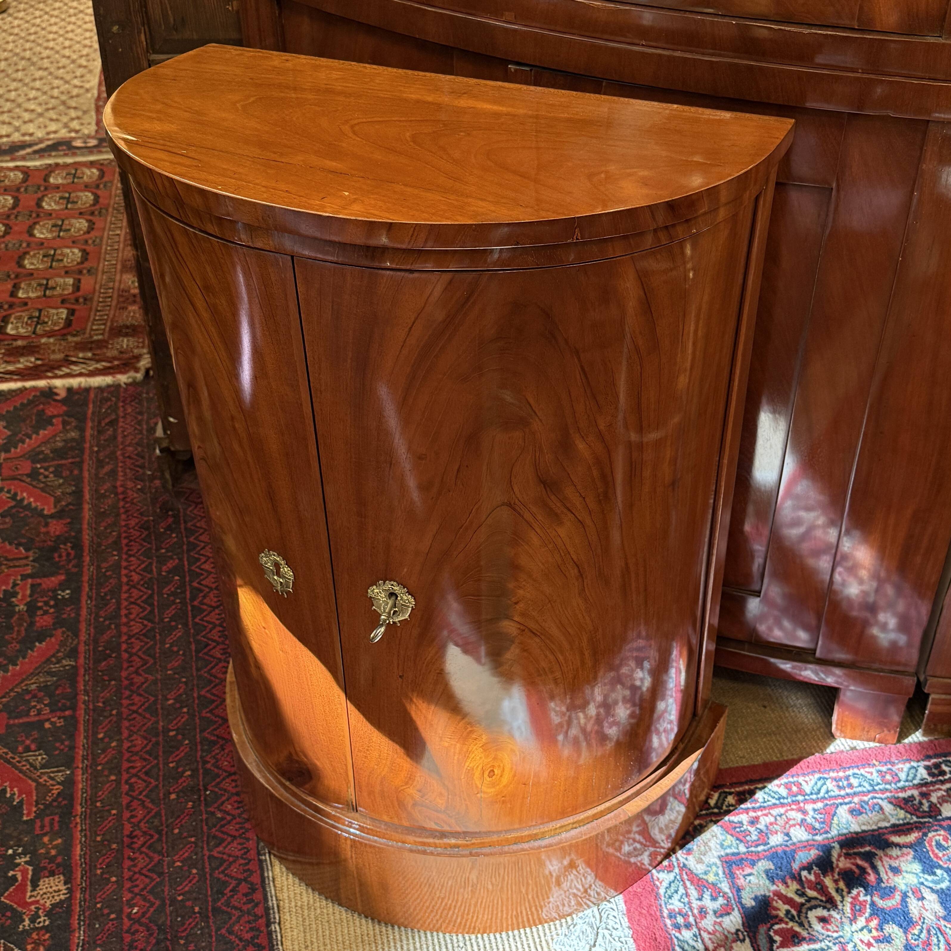Antique Biedermeier Demi-Lune Mahogany Cabinet 1820