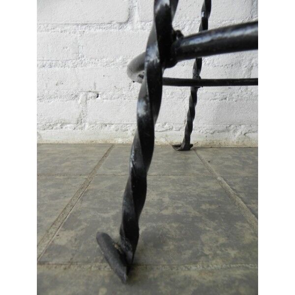 Vintage stool lined with cowhide