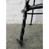 Vintage stool lined with cowhide